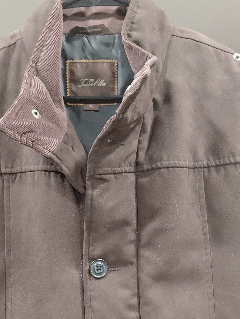 Tasso Elba Men's Brown Lightweight Shirt Jacket with Corduroy Trim